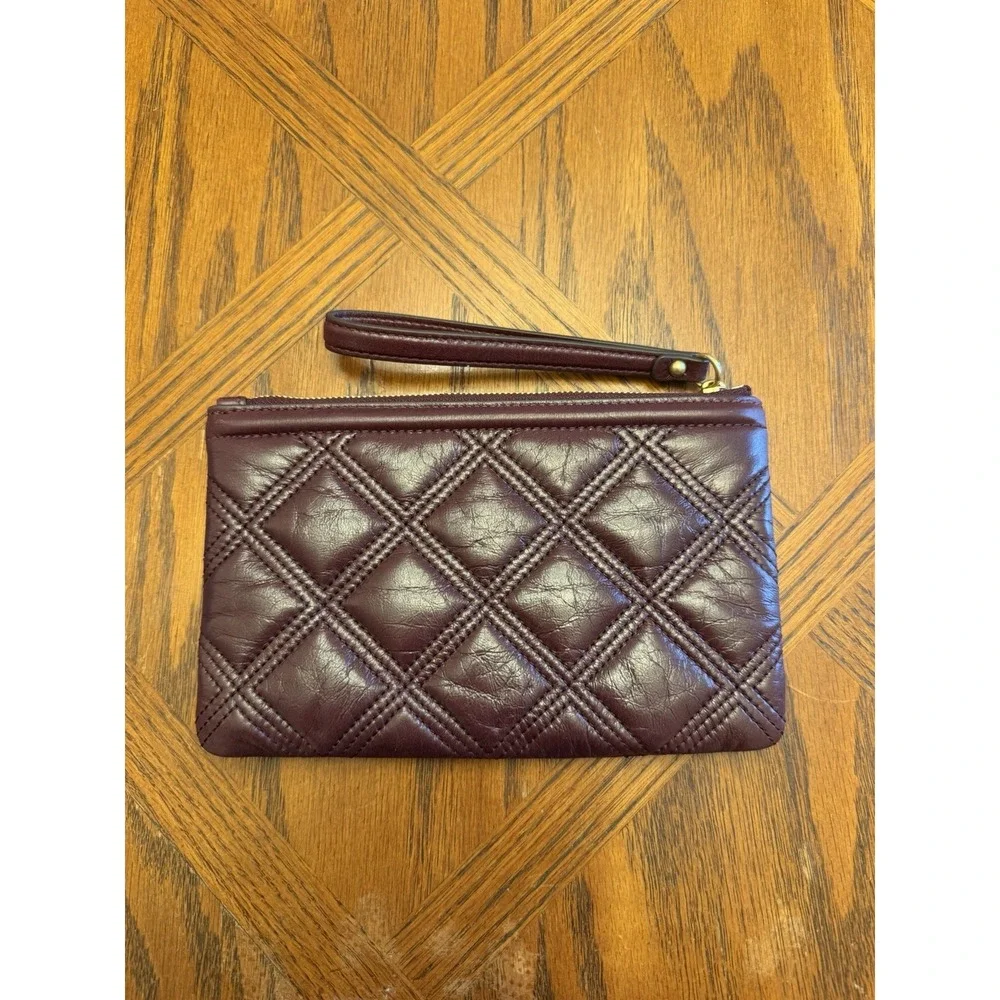 Tory Burch Fleming Soft Leather Burgundy Wristlet NWT